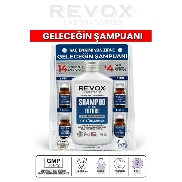 Revox Bitkisel Şampuan Ve Aktif Özlü 4 Adet Özel Destek Serumu Saç Bakım Seti Geleceğin Şampuanı - Görsel 10