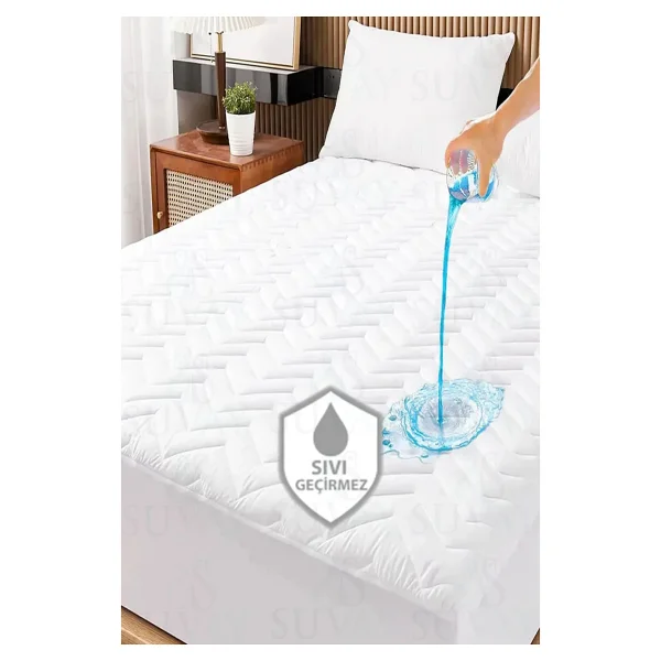Suvay 70x140 Bebek Çocuk Kreş Anaokulu Alezi Kapitoneli Fitted Full Kenar Su Sıvı Geçirmez Çarşaf Alez - 70 X 140 Cm - Beyaz - Görsel 6