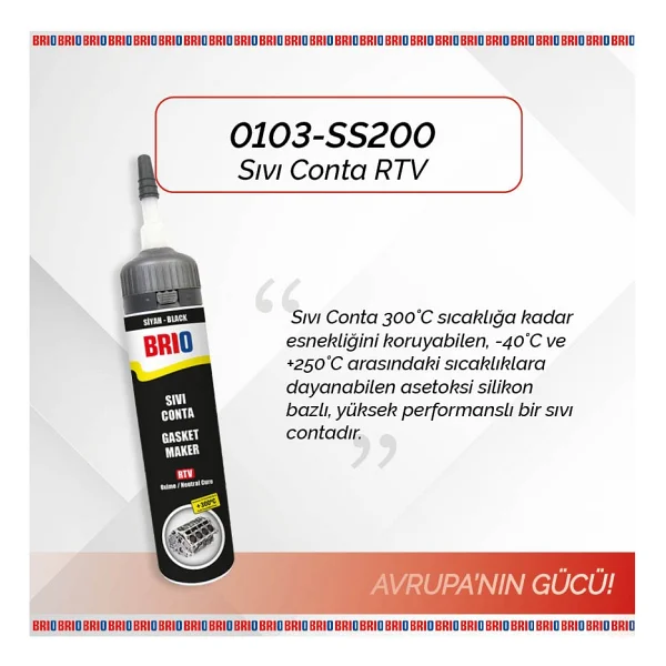 Brio 200 Ml Rtv Siyah Sıvı Conta - Görsel 2