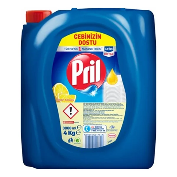Pril Elde Yıkama Bulaşık Deterjanı Limon Kokulu 4 Kg Soğuk Suda Etkili - 3,8 Lt - Görsel 6