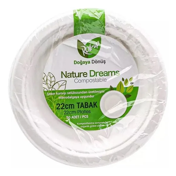 Roll-Up Nature Ekolojik Karton Kağıt Parti Tek Kullanımlık Tabak - 22 Cm. - 50 Adetlik 1 Paket - Görsel 6