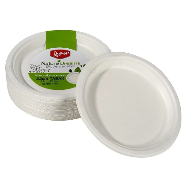 Roll-Up Nature Ekolojik Karton Kağıt Parti Tek Kullanımlık Tabak - 22 Cm. - 50 Adetlik 1 Paket - Görsel 9