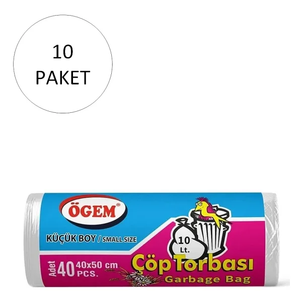 Ögem Küçük Boy Çöp Torbası 40 x 50 cm 40'lı Rulo x 10 Paket = 400 Adet (Şeffaf) - Görsel 2