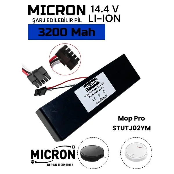 Xiaomi Vacuum Mop Pro Stytj02ym Uyumlu 14.4v 3200 mAh Robot Süpürge Bataryası Pili - 1 Adet - Görsel 2