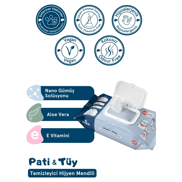 Zozo Cares Pati & Tüy Temizleyici Hijyen Mendili - 3'lü Avantaj Paket (150 Yaprak) - Görsel 3