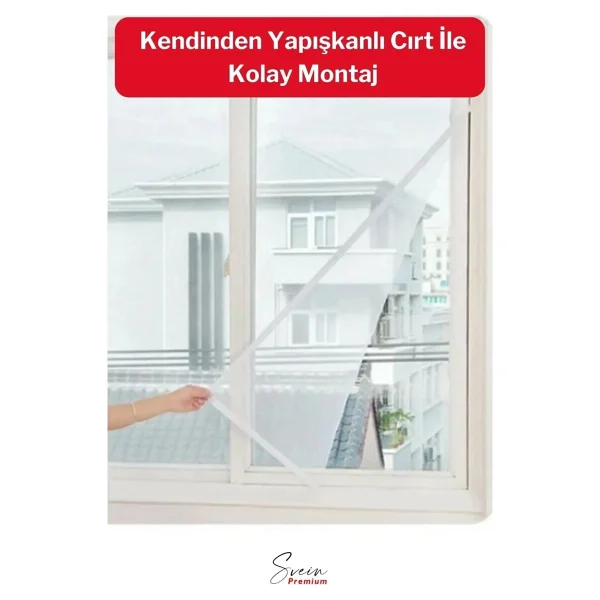 Svein Ayarlanabilir Pratik Pencere Cam Kapı Sineklik Cırt Bantlı Hazır Yapışkanlı 0,75 Cmx1,25 Cm - 4 Mt - Görsel 2