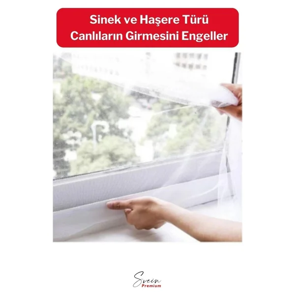 Svein Ayarlanabilir Pratik Pencere Cam Kapı Sineklik Cırt Bantlı Hazır Yapışkanlı 0,75 Cmx1,25 Cm - 4 Mt - Görsel 3