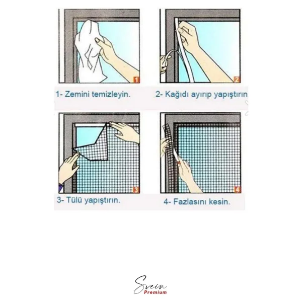 Svein Ayarlanabilir Pratik Pencere Cam Kapı Sineklik Cırt Bantlı Hazır Yapışkanlı 0,75 Cmx1,25 Cm - 4 Mt - Görsel 4