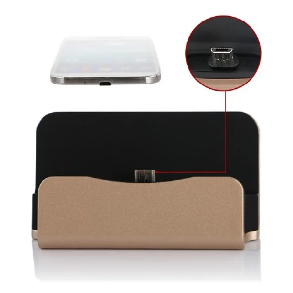 Notech Micro USB Universal Masaüstü Şarj Aleti Dock Gold - Görsel 4