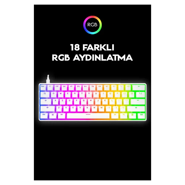 Rampage Parvus Kb-R135 RGB Tkl Red Switch Kablolu Mekanik Oyuncu Klavyesi - Görsel 2