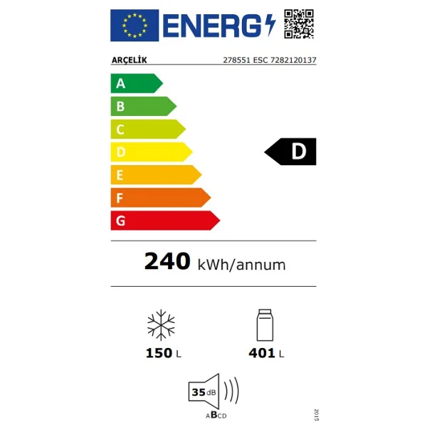 Arçelik 278551 Esc Kombi No Frost Buzdolabı - Görsel 3
