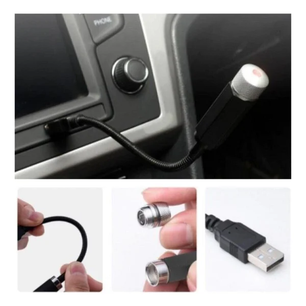 Meyzone Kırmızı Ayak Altı Tavan LED Araç Içi Aydınlatma Oto Araba Iç Disko Ayarlanır USB Lamba Işık - Görsel 3