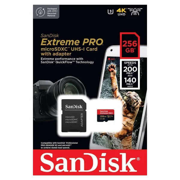 Sandisk Extreme Pro Sdsqxcd-256g-Gn6ma Class 10 Uhs-I U3 A2 V30 256 GB Micro Sd Kart - Görsel 3