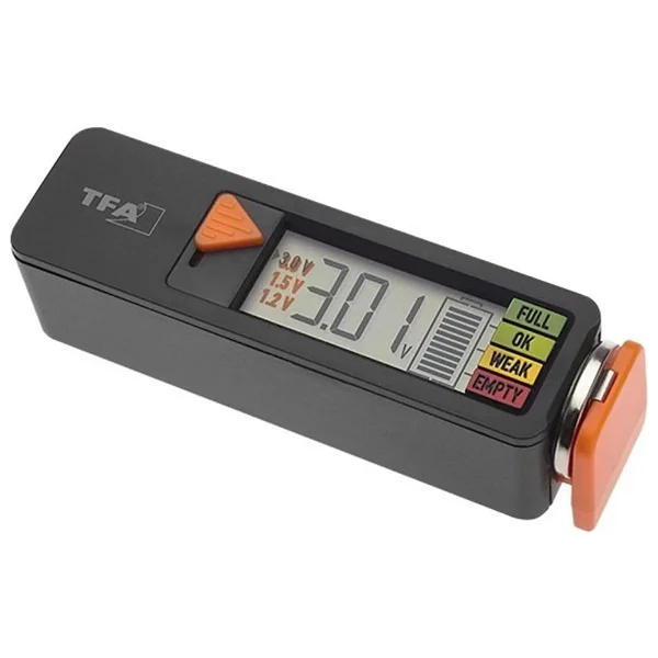 Tfa Dostmann Pil Test Cihazı Batterycheck, 98.1126.01, Piller Ve Aküler İçin (Aaa,Aa,C, D), Düğme Pil, Blok Pil, Şarj Durumu/Volt Göstergesi, Kolay Ve Hızlı, Siyah - Görsel 4
