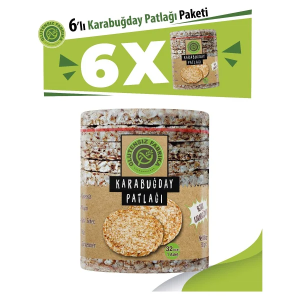 Glutensiz Fabrika Karabuğday Patlağı Sade 88 G X 6 Paket (Glütensiz & Vegan) - 528 Gr - Görsel 3