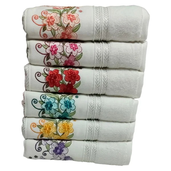 Özdilek 6 Adet Açelya Nakışlı Havlu Model 22-11 - Beyaz - 50 X 90 Cm - Görsel 4