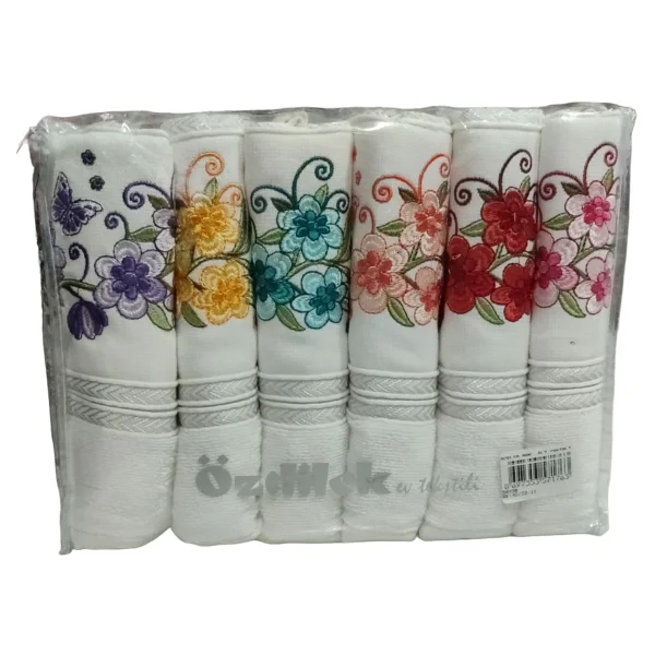 Özdilek 6 Adet Açelya Nakışlı Havlu Model 22-11 - Beyaz - 50 X 90 Cm - Görsel 3