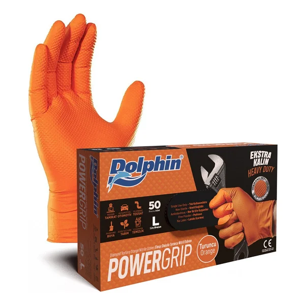 Dolphin Nitril PowerGrip Ekstra Kalın Elmas Dokulu İş Eldiveni 50'li Paket - Görsel 5