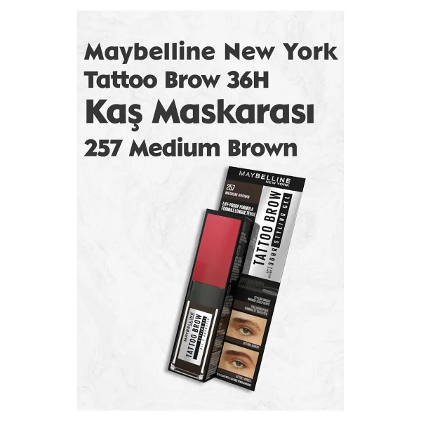 Maybelline New York Tattoo Brow 36h Styling Gel 257 Medium Brown Kaş Jeli - Görsel 3