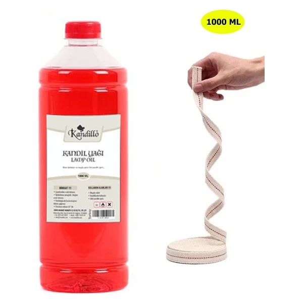 Dünya Magnet Kandillo Kırmızı Kandil Yağı İç Mekan 1 Lt. + 50 Cm Fitil - Görsel 5