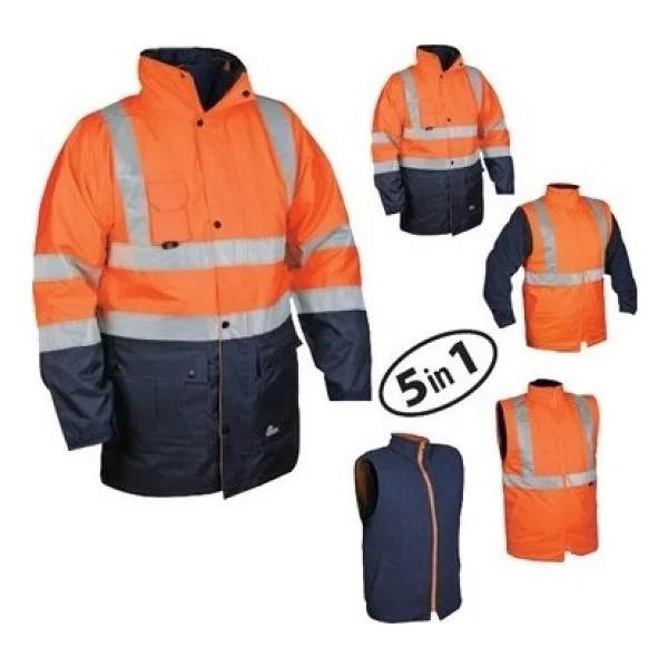 Frekans İş Güvenliği 5+1 Reflektörlü Kışlık Mont Parka Içi Çıkmalı Turuncu Yerli Kaban Işçi Montu Mühendis Montu - 3xl - Görsel 3