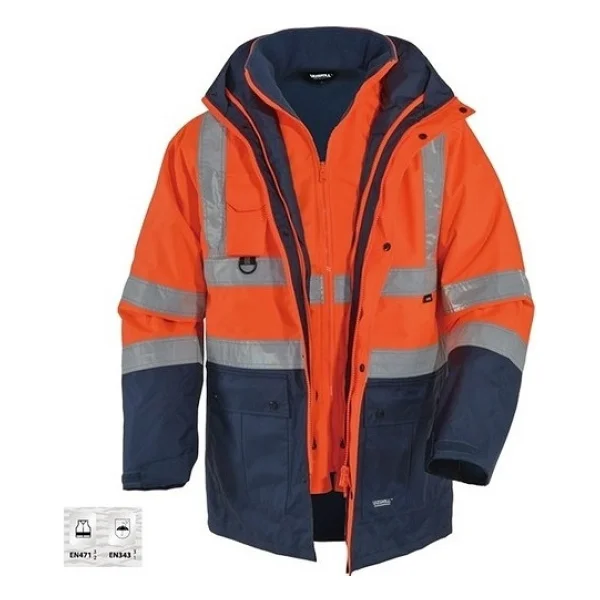 Frekans İş Güvenliği 5+1 Reflektörlü Kışlık Mont Parka Içi Çıkmalı Turuncu Yerli Kaban Işçi Montu Mühendis Montu - 3xl - Görsel 6