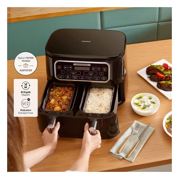 Karaca Air Pro Cook Duo Ev Yemeği Xxxl 8 Lt Starlight Yağsız Fritöz - Görsel 4
