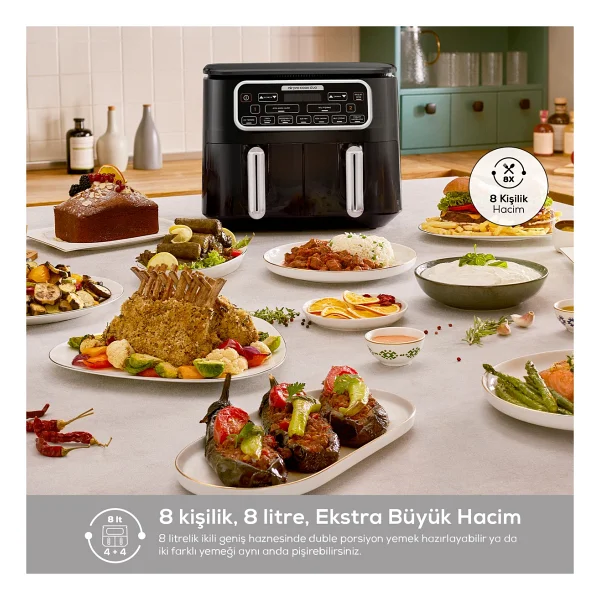 Karaca Air Pro Cook Duo Ev Yemeği Xxxl 8 Lt Starlight Yağsız Fritöz - Görsel 5