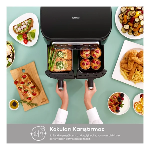 Karaca Air Pro Cook Duo Ev Yemeği Xxxl 8 Lt Starlight Yağsız Fritöz - Görsel 6