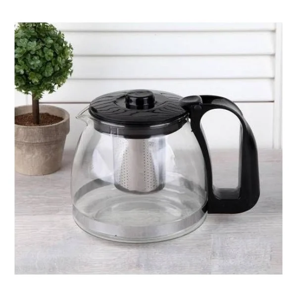 Güntem Paçi 1250 Ml Renkli Süzgeçli Cam Demlik 400789 - Görsel 3