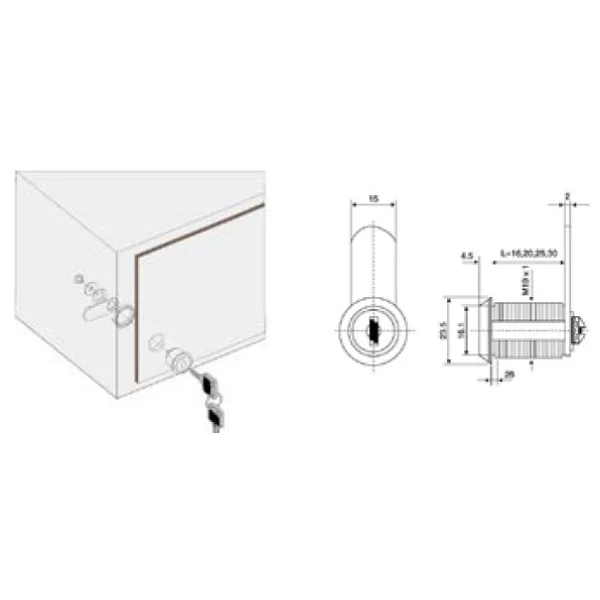 Canex Mandallı Çekmece Kilidi 20 Mm / Nikel - Görsel 2