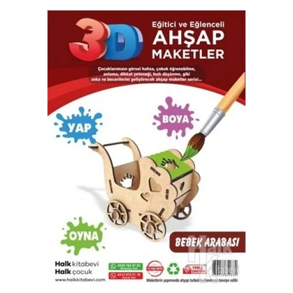 Halk Kitabevi Bebek Arabası Ahşap Maket - Görsel 2