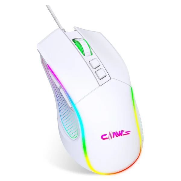 Claws Crossfire V1 Beyaz RGB Makrolu Optik Kablolu Oyuncu Mouse - Görsel 2