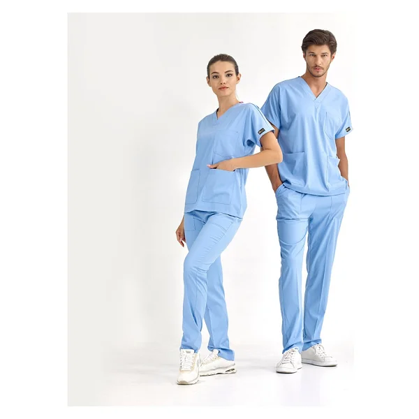 Çizgi Medikal Krem Likralı Üniforma Takımlar Yüksek Kaliteli Likralı Scrubs - XS - Görsel 9