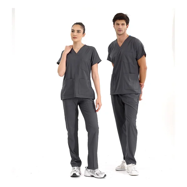 Çizgi Medikal Krem Likralı Üniforma Takımlar Yüksek Kaliteli Likralı Scrubs - XS - Görsel 6
