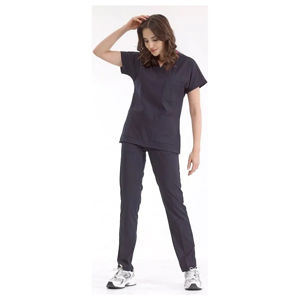 Çizgi Medikal Krem Likralı Üniforma Takımlar Yüksek Kaliteli Likralı Scrubs - XS - Görsel 8