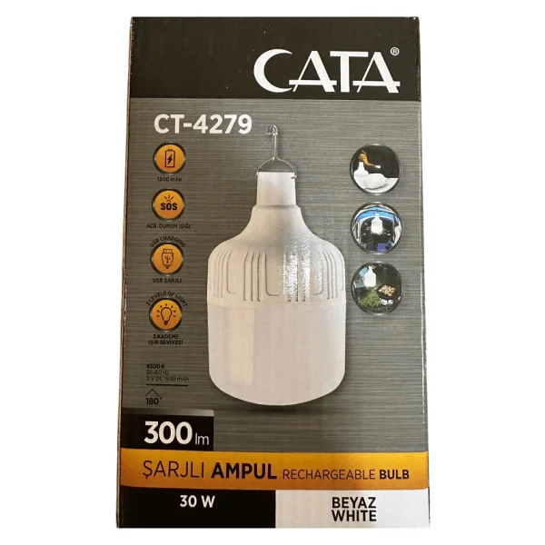Cata Ct-4279 Beyaz Işık 30 W E40 Şarjlı LED Ampul - Görsel 5