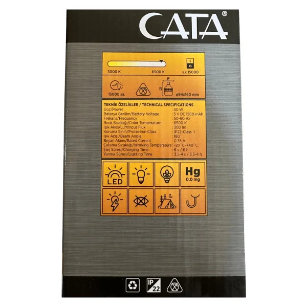 Cata Ct-4279 Beyaz Işık 30 W E40 Şarjlı LED Ampul - Görsel 2