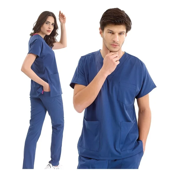 Çizgi Medikal Krem Likralı Üniforma Takımlar Yüksek Kaliteli Likralı Scrubs - XS - Görsel 7