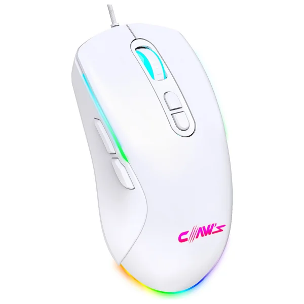 Claws Titan X1 Beyaz RGB Optik Kablolu Oyuncu Mouse - Görsel 2