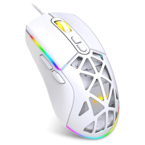 Claws Nexus X1 Beyaz Makrolu Optik Kablolu Oyuncu Mouse - Görsel 3
