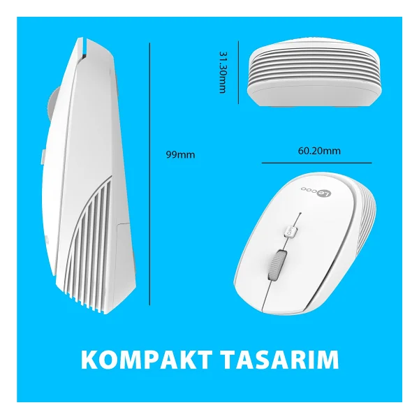 Lenovo Lecoo Ws202 Beyaz Ergonomik Optik Kablosuz Mouse - Görsel 4