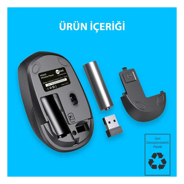 Lenovo Lecoo Ws202 Beyaz Ergonomik Optik Kablosuz Mouse - Görsel 5