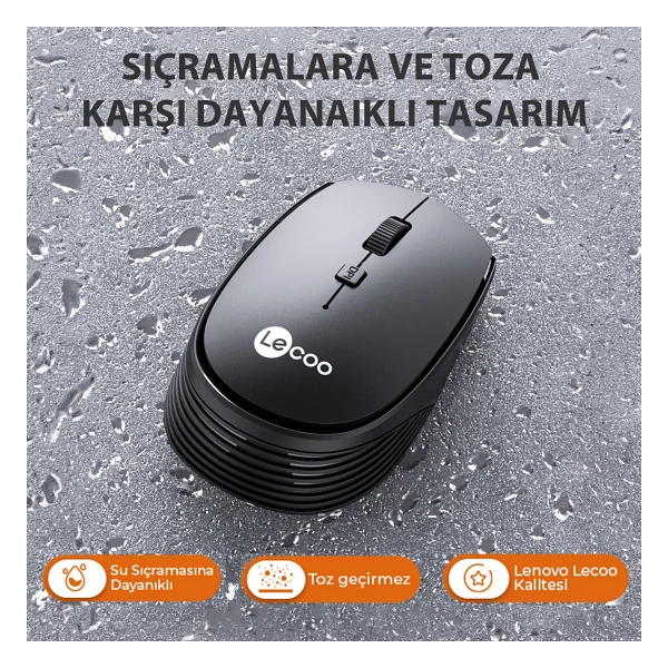 Lenovo Lecoo Ws202 Beyaz Ergonomik Optik Kablosuz Mouse - Görsel 6