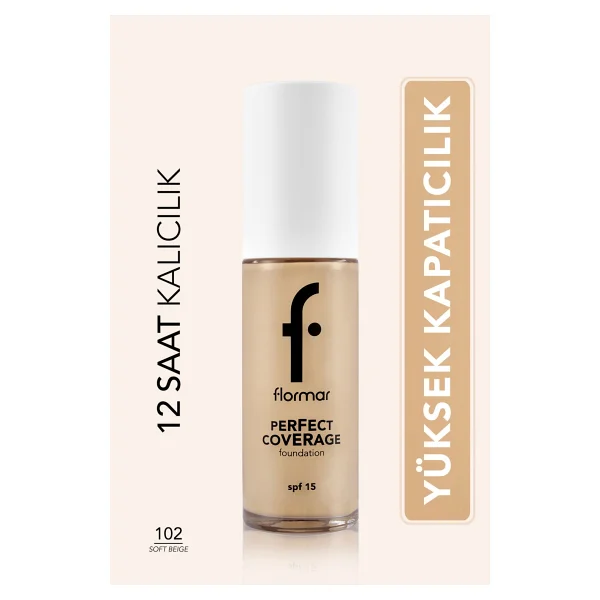 Flormar Perfect Coverage Yarı Parlak Bitişli Spf 15 103 Creamy Beige 30 Ml Likit Fondöten - Görsel 7