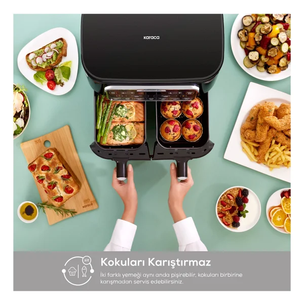 Karaca Air Pro Cook Duo Köz Xxxl Ruby 8 Lt Yağsız Fritöz - Görsel 4