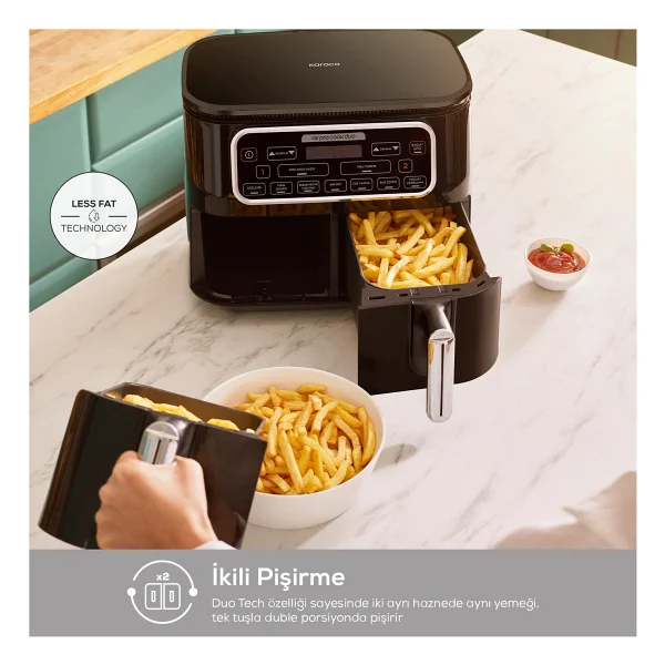 Karaca Air Pro Cook Duo Köz Xxxl Ruby 8 Lt Yağsız Fritöz - Görsel 6
