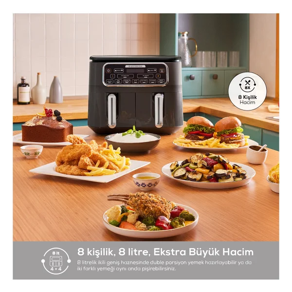 Karaca Air Pro Cook Duo Köz Xxxl Ruby 8 Lt Yağsız Fritöz - Görsel 7