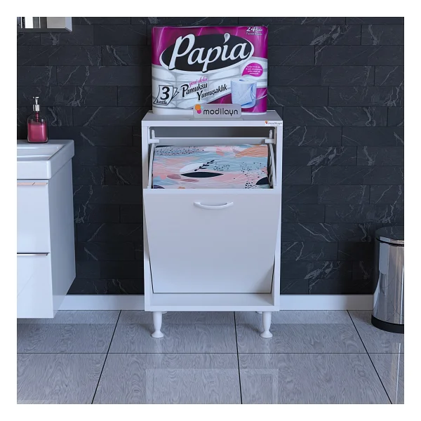 Modilayn Söke 50 X 75 X 32,5 Cm Çamaşır Hazneli Çok Amaçlı Banyo Dolabı - Görsel 4