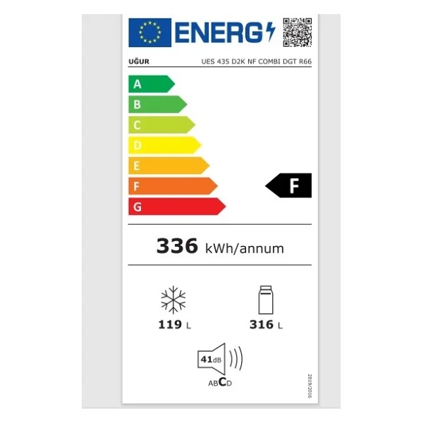 Uğur UES 435 D2K NF COMBI DGT R66 Beyaz Kombi No Frost Buzdolabı - Görsel 5